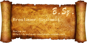 Breslauer Szulamit névjegykártya